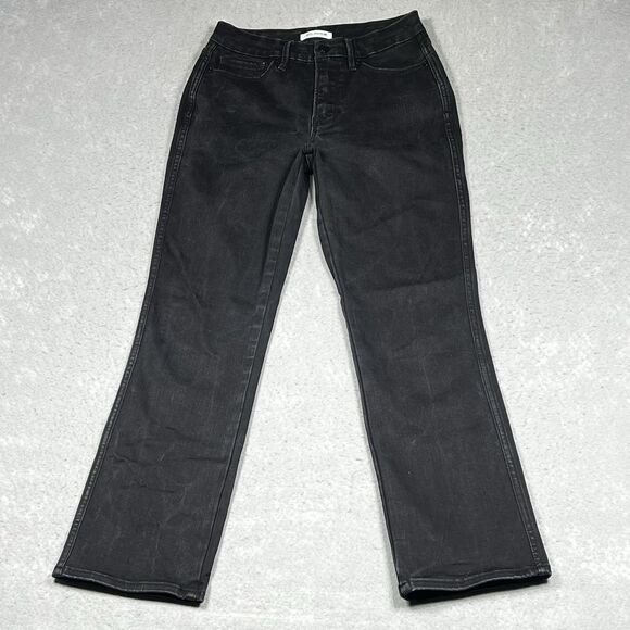 Good American  Jeans Womens 6/28 Black Good Straight Leg Dark Wash Mid-rise - Picture 1 of 11